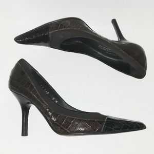 Donald Pliner 5 Pointy Toe Croc Pumps Party
